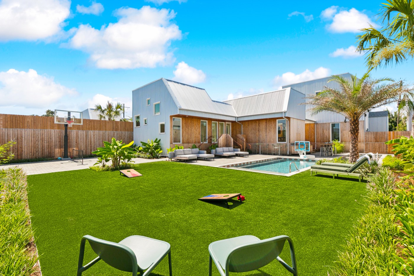 Modern Castleday Retreats villa with private pool and lawn in the Bywater, New Orleans